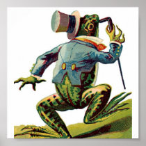 Vintage Dancing Frog Portfolio 11x11 Print