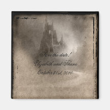 Vintage Dark Castle Gothic Invitations Fridge Magnets
