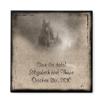 Vintage Dark Castle Gothic Save the Date Magnet