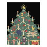 Vintage Decorated Christmas Tree and Children Personalized Announcements