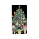 Vintage Decorated Christmas Tree and Children Custom Address Label