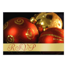 Vintage Decorations Holiday Gold RSVP Invitation