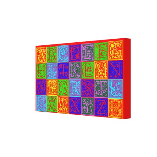Vintage Decorative Alphabet Pop Art Style Gallery Wrapped Canvas