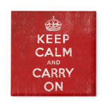 Vintage Deep Red Distressed Keep Calm and Carry On magnets