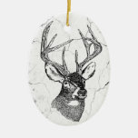 Vintage deer art graphic christmas tree ornaments