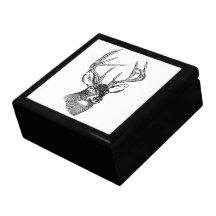 Vintage deer art graphic trinket box