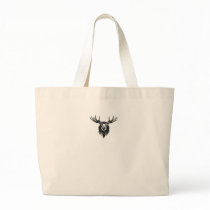 Vintage deer buck stag head antler line drawing tote bag