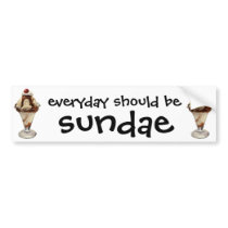 Vintage Dessert; Ice Cream Sundae with Cherry Bumper Sticker