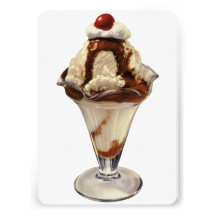 Vintage Dessert; Ice Cream Sundae with Cherry Personalized Invite