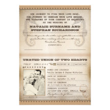 vintage destination wedding passports invites