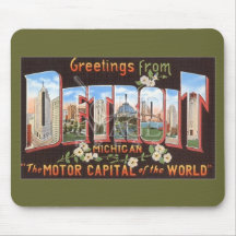 Vintage Detroit Postcard Mousepad