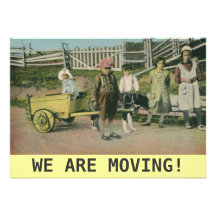 vintage dog cart We are moving announcement