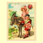 Vintage Donkey Birthday Postcard postcards