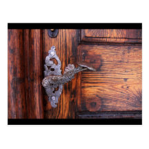 Vintage Door Handle, Aged Wood Real Estate Post Card