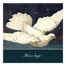 Vintage Dove Blue Baby Shower Invitation