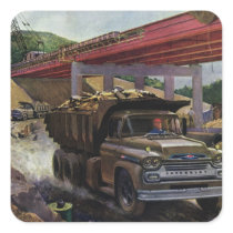 Vintage Dump Truck on a Construction Site Stickers