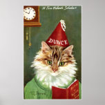 Vintage Dunce Cat Poster Print
