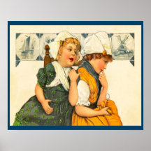 Vintage Dutch design, 1905 Two little Dutch girls Poster