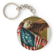 Vintage Eagle and Flag Keychain