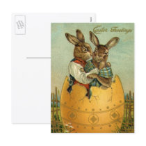 Vintage Easter Bunnies in a Giant Easter Egg Postcards
