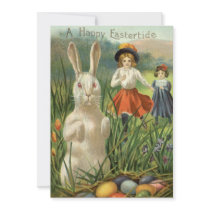 Vintage Easter Bunny and Eggs; Happy Eastertide Announcement