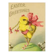 Vintage Easter Chick Holiday Postcard