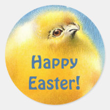 Vintage Easter Chick Round Sticker