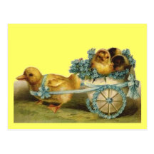 Vintage Easter Chicks in Egg of Violets Post Cards