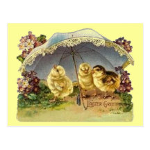 Vintage Easter Chicks & Parasol Post Cards
