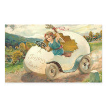 Vintage Easter Egg Car Rectangular Stickers