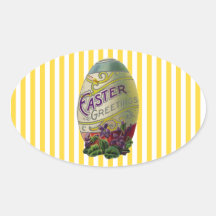 Vintage Easter Egg Oval Stickers