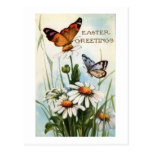 Vintage Easter Greetings With Butterflies Floral postcards
