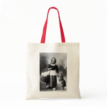 Vintage Easter Photo Girl with Big Bunny Rabbit Canvas Bag