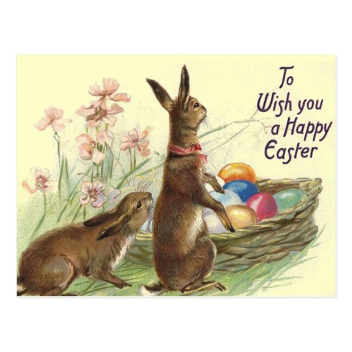 Vintage Easter Rabbits Postcard