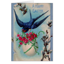 Vintage Easter Swallow Greeting Card