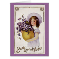 Vintage Easter Violet Girl - Card cards