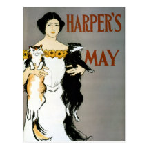 Vintage Edward Penfield CAT LADY Post Cards