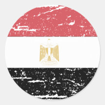 Vintage Egypt Flag Round Stickers