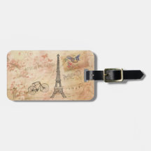 Vintage Eiffel Tower Art Bag Tag