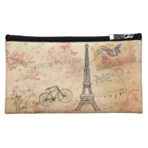 Vintage Eiffel Tower Art Cosmetics Bags