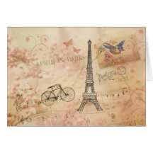 Vintage Eiffel Tower Art Greeting Card