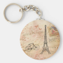 Vintage Eiffel Tower Art Keychain