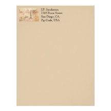 Vintage Eiffel Tower Art Letterhead Design