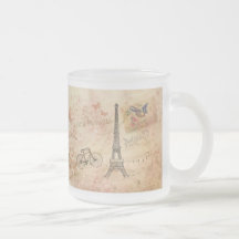 Vintage Eiffel Tower Art Mugs