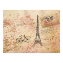 Vintage Eiffel Tower Art Post Card