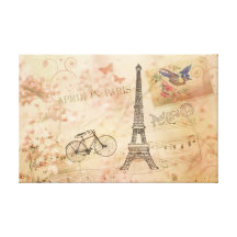 Vintage Eiffel Tower Art Stretched Canvas Print