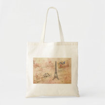 Vintage Eiffel Tower Art Tote Bags