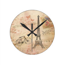 Vintage Eiffel Tower Art Wallclock