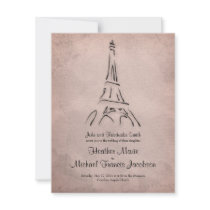 Vintage Eiffel Tower Sepia Wedding Invitation