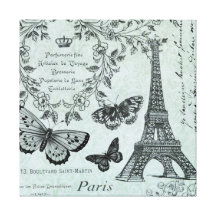 Vintage Eiffel Tower stretched canvas Stretched Canvas Print